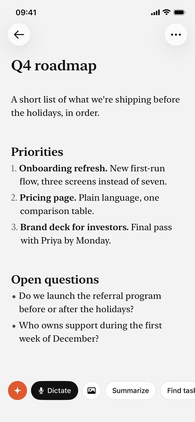 A note open in Typeblock’s editor